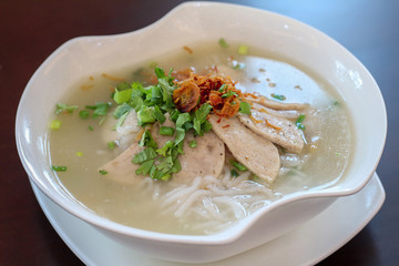 Pho bo, Vietnamese food, rice noodle soup with sliced beef