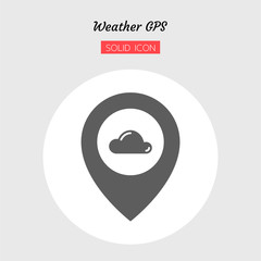 solid icon symbol, weather GPS, cloud, location, pin, Isolated flat silhouette vector design