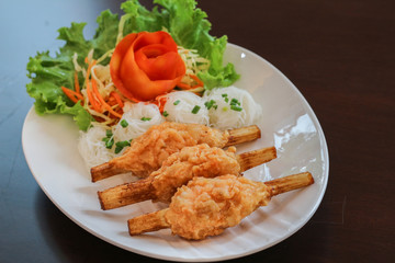 Fried Shrimp with Sugar Cane.