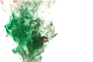 Green and red smoke on a white background. Print for clothes. Disease and viruses.
