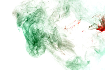 Wavy green smoke or ink pattern on a white isolated background. Print for clothes. Disease and viruses.