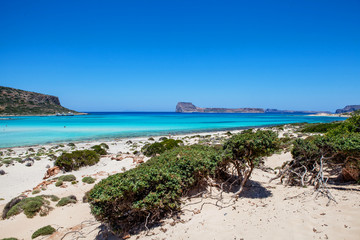Fototapeta premium Balos lagoon on Crete island, Greece. Crystal clear water of Balos beach.