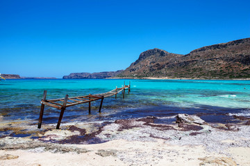 Balos lagoon on Crete island, Greece. Crystal clear water of Balos beach.