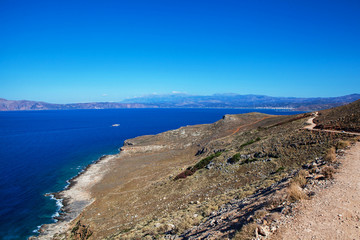 On the way to balos lagoon on Crete island, Greece.