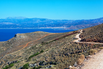 On the way to balos lagoon on Crete island, Greece.