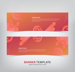 Modern abstract geometric gradient banner, memphis style