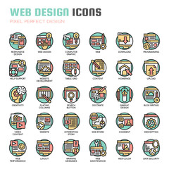 Naklejka premium Web Design , Thin Line and Pixel Perfect Icons