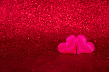 Fototapeta premium Pink Hearts on Red Background