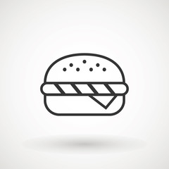 Burger Hamburger icon illustration web site mobile logo app UI design, meat, beef, food, lettuce, sandwich, meal, grilled, tomato, bun, snack, onion, cheese sign symbol. Fast food vector.