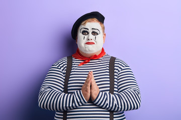 depressed lonely plump man begging to help him. close up photo. loneliness, depression