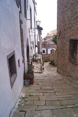 Fototapeta na wymiar Typical alley in Cortona, Tuscany, Italy