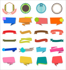 A collection of various ribbons labels and badges 