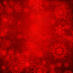 Fototapeta na wymiar Red Abstract Christmas Snowflakes Background