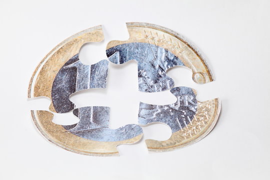 Euromünze als Puzzle