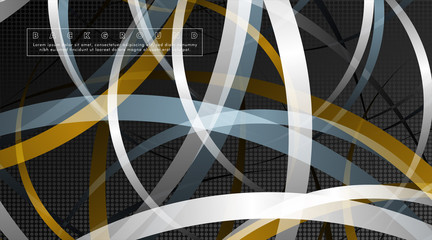 Curved abstract design with the background concept of a dark circle pattern. vector illustration