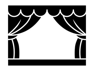 Classic theater stage with curtains or playhouse flat vector icon for apps and websites
