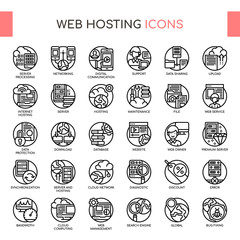 Web Hosting , Thin Line and Pixel Perfect Icons