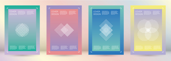 Futuristic Vector Geometric Cover Design with Gradient and Abstract Lines and Figures for your Business. Template Design with Hologram, Gradient Effect for Electronic Festival.