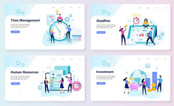 Business and finance web banner concept set