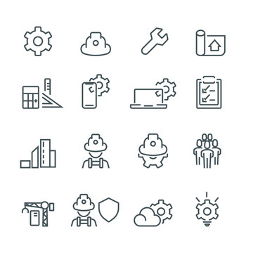 Simple engineer icons set,Vector