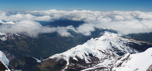 Aerial landscape, Panoramic mountain in Swiss alps mountain range, Switzerland