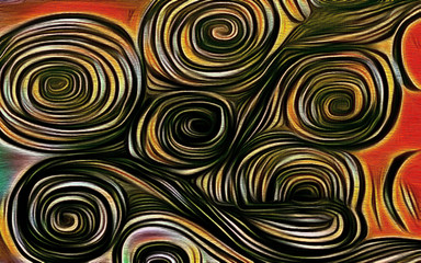 Fototapeta na wymiar abstract fractal psychedelic shape texture with color pencil stylization