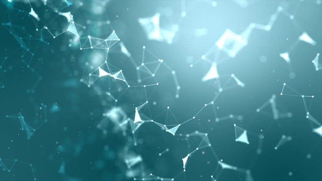 Abstract background Futuristic dot point and connection line for network cyber technology concept with shallow depth of field dark and grain processed