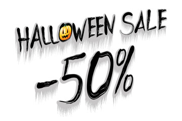 Halloween sale -50% illustration - on white background