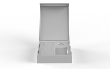 Two blank packaging boxes - open and closed mock up, isolated on white background. 3d illustration
