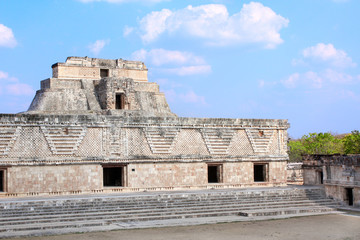 Fototapeta na wymiar Pyramid of the Magician, Uxmal, Yucatan, Mexico