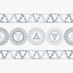 Polka dots seamless pattern. Mosaic of ethnic figures. Patterned texture. Geometric background. Can be used for wallpaper, textile, invitation card, wrapping, web page background.