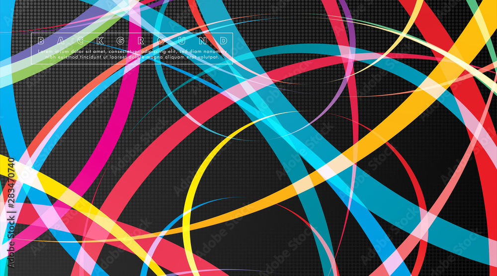 Sticker curved abstract design with the background concept of a dark circle pattern. vector illustration