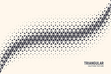 Triangular Shapes Vector Abstract Geometric Technology Oscillation Wave Isolated on Light Background. Halftone Triangles Retro Simple Pattern. Minimal 80s Style Dynamic Tech Wallpaper