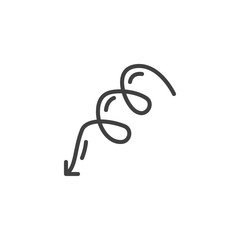 Spiral arrow down line icon. linear style sign for mobile concept and web design. Swirl arrow outline vector icon. Symbol, logo illustration. Vector graphics