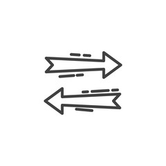Two side arrow line icon. Left and right direction linear style sign for mobile concept and web design. Transfer arrows outline vector icon. Symbol, logo illustration. Vector graphics