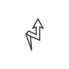 Curved arrow up line icon. linear style sign for mobile concept and web design. Angle arrow indicate outline vector icon. Symbol, logo illustration. Vector graphics