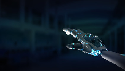 Fototapeta na wymiar Intelligent robot machine pointing finger 3D rendering