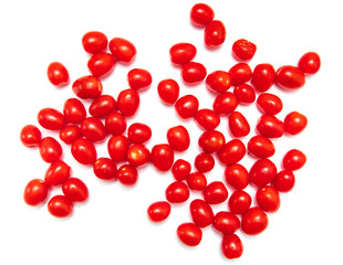 Red cherry tomatoes on a white background