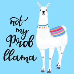 Not my Probllama hand drawn lettering. Adorable llama. Funny guanaco