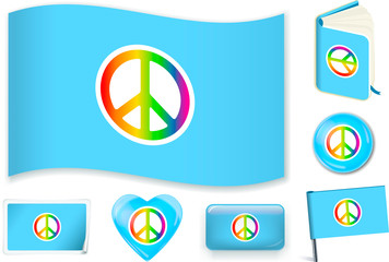 Peace flag. Vector illustration 3 layers. Shadows, flat flag, lights and shadows.