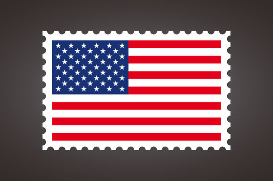 Vector letter stamp flag of USA. America, US, United States, flag.