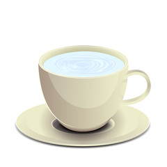 Water in a cup on isolated white background