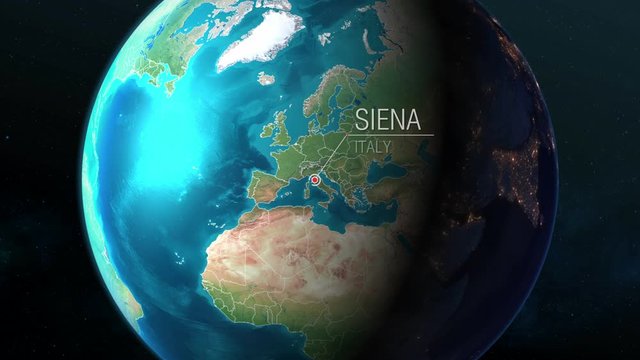 Italy - Siena - Zooming from space to earth