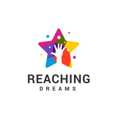 Reaching Dreams Logo Design Template. Dream star logo. Emblem, Colorful, Creative Symbol, Icon