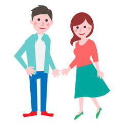 Male and female cartoon full body on white background. Vector illustration.