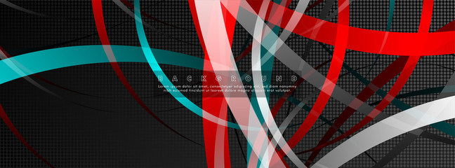 Curved abstract design with the background concept of a dark circle pattern. vector illustration