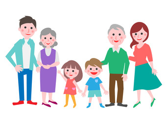 Three generation family. Vector illustration.