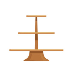 Three-story wooden stand for displaying and storing cupcakes, pastries, cakes or pastries. For window dressing