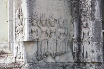 Obraz premium Cambodia Big Apsaras to Angkor Wat detail of stone
