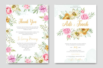 wedding invitation card with beautiful flower background